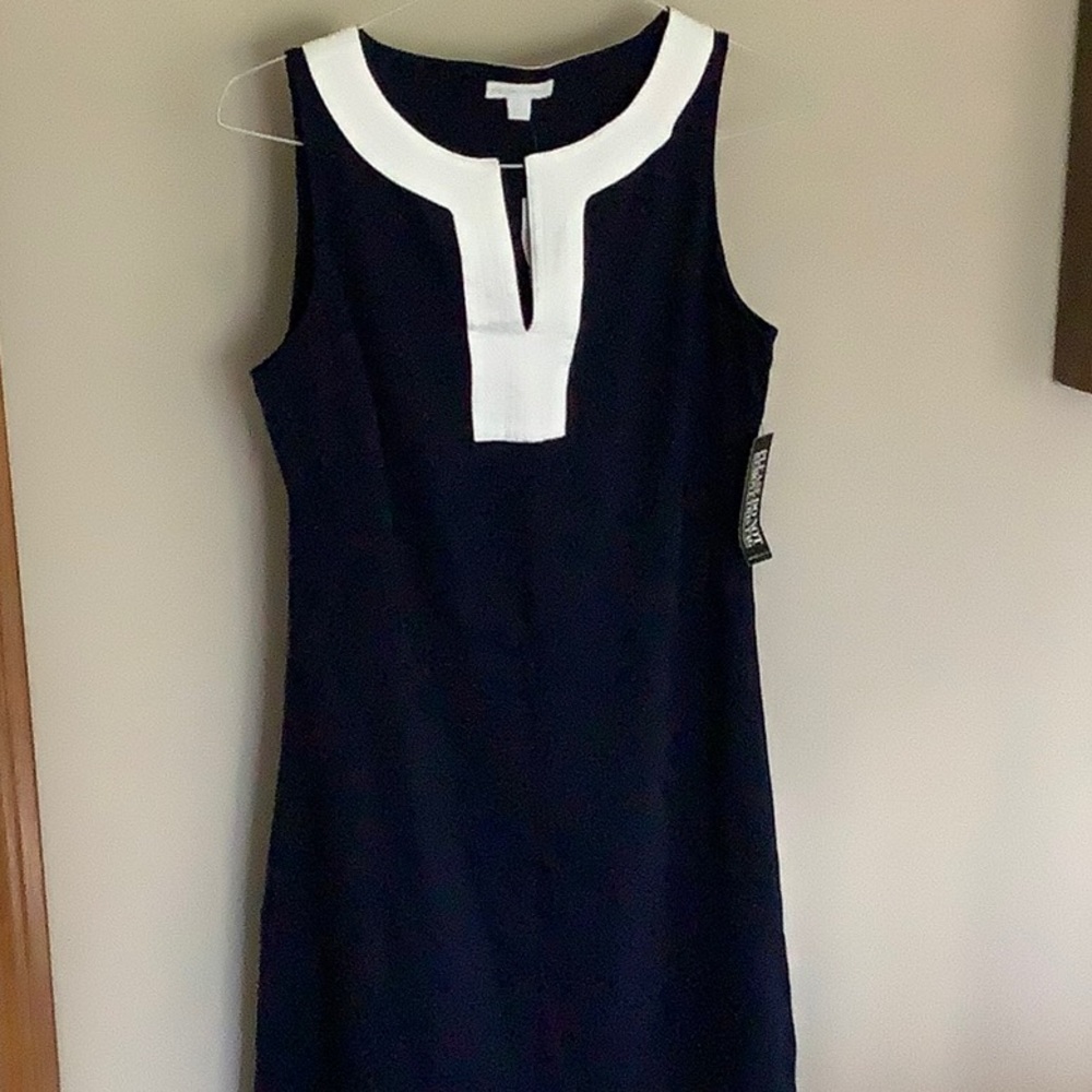 New York & Company Navy & White Dress Size M NEW